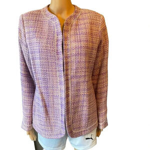 Y2K Coldwater Creek Silk Blend Tweed Jacket Formal Career Business Women S-M